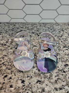 Girls Glitter Silver Frozen Character Sandals - Size 8